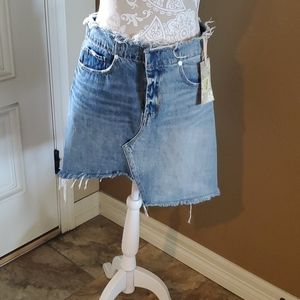 NWT distressed jean mini skirt